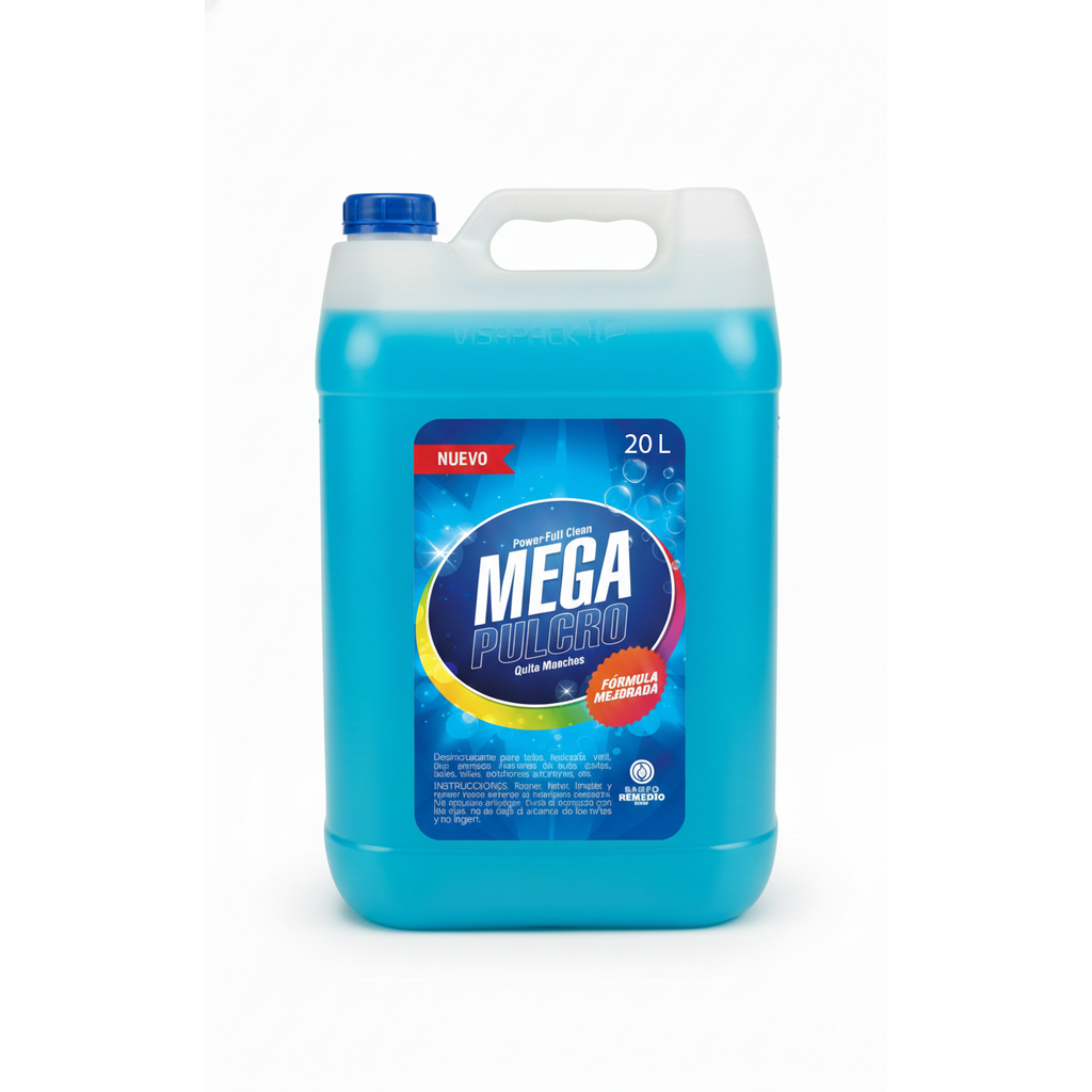 Mega Pulcro Quita Manchas Limpiador De Textiles Y Tapicería Bidón 20 Litros